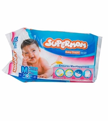 Buy SuperMom Diaper Size 6-11kg Medium 4 Pads Online at Best Price
