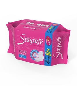 Show details for Staysafe Regular Flow Wings Sanitary Napkin (10+2) Pads for Comfortable Wear Staysafe Regular Flow Wings Sanitary Napkin (10+2) Pads for Comfortable Wear