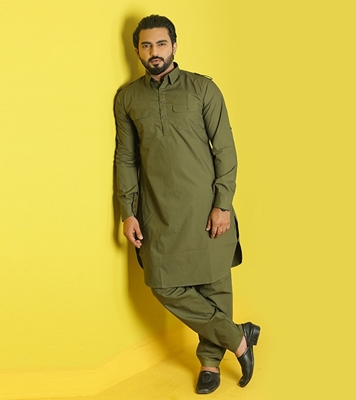 Buy Men's Kabli Set Olive Online