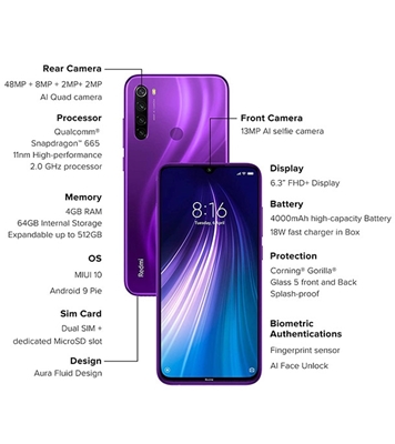 Buy Xiaomi Redmi Note 8 4GB 64GB Purple Indian Global Online