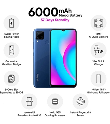 Buy realme C15 4GB 128GB Marine Blue Online