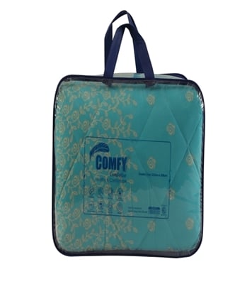 Comfy Comforter Double  Green White Q-104