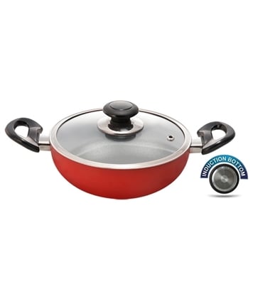 Topper Nonstick Glamour Deep Fry Pan With Lid IB (Red) 28 cm
