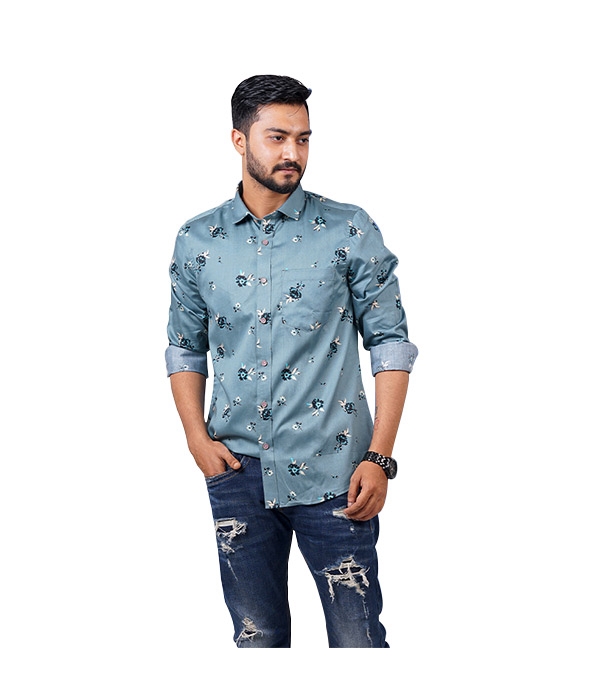 Cotton Casual Shirt Light Blue Mixed 