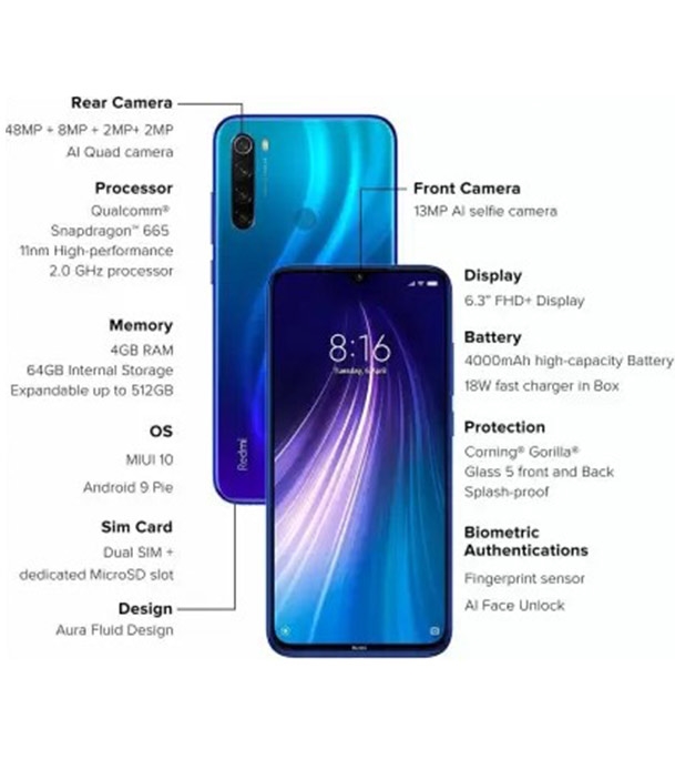 Buy Redmi Note 8 4GB 64GB 2021 Blue Online