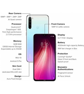 Buy Redmi Note 8 4GB 64GB 2021 White Online