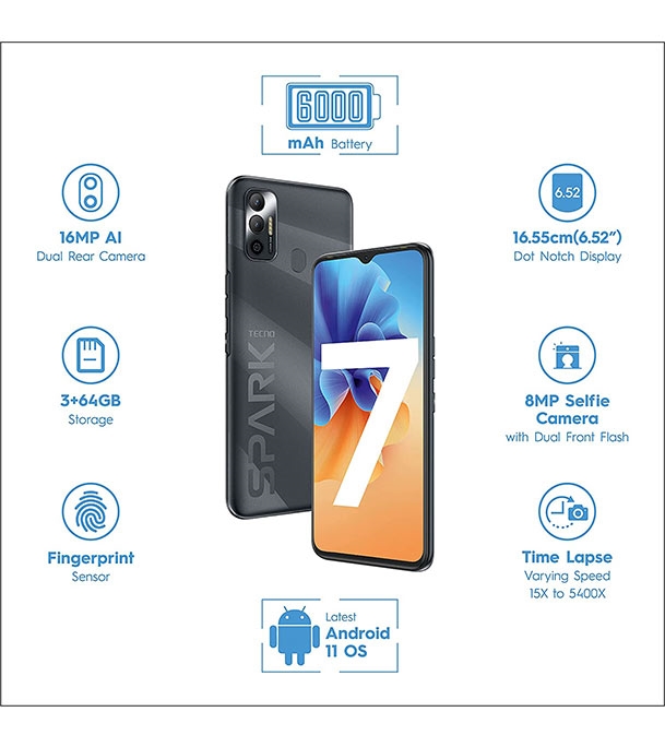 Buy Tecno Spark 7 3GB 64GB Magnet Black Online at Best Price