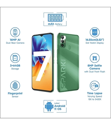 Buy Tecno Spark 7 3GB 64GB Spruce Green Online at Best Price