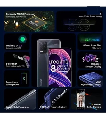 Buy realme 8 5G Connectivity with 8GB RAM and 128GB ROM- Black Online at Best Price