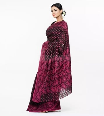 Women's Fashionable Half Silk Jamdani Saree at Best Price In Bangladesh