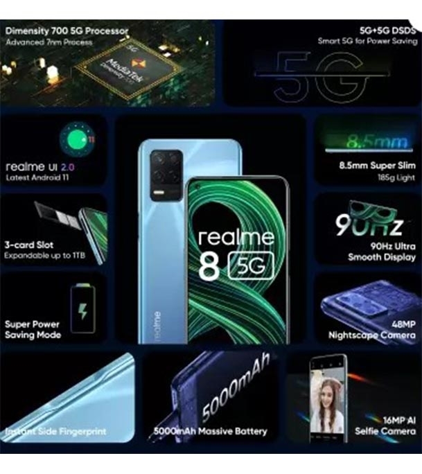 Picture of realme 8 5G Connectivity with 8GB RAM and 128GB ROM- Blue (Best Price)