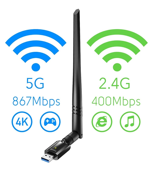 Picture of Cudy WU1400 AC 1300Mbps USB 3.0 Dual Band WiFi Adapter for PC