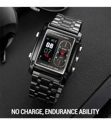 SKMEI 1802 Multifunction Square Compass & 3D Pedometer – Black mens watch