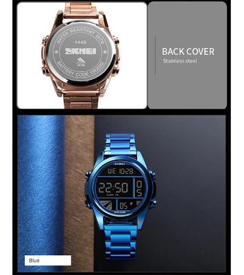 SKMEI 1448 Silver Stainless Steel Digital Watch For Men
