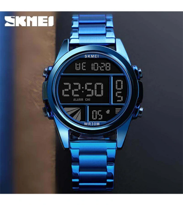 SKMEI 1448 Silver Stainless Steel Digital Watch For Men