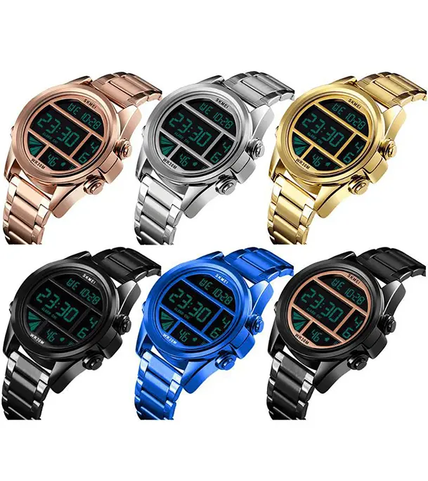 SKMEI 1448 Silver Stainless Steel Digital Watch For Men