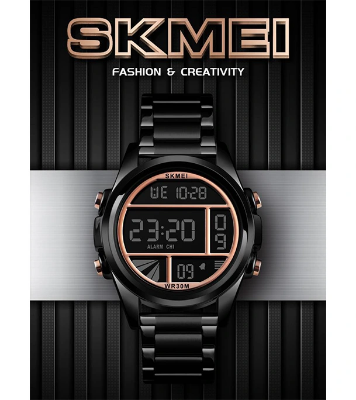 SKMEI 1448 Silver Stainless Steel Digital Watch For Men