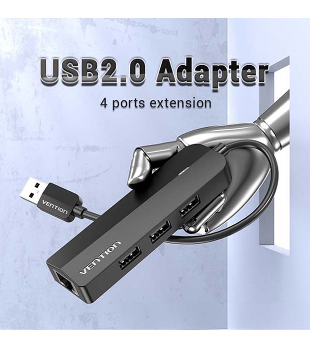 Buy VENTION CHPBB 3-Port USB 2.0 Hub with 100M Ethernet Adapter 0.15M Black Online