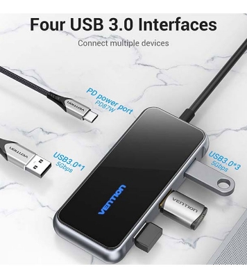 Buy VENTION TFDHB Multi-function USB-C to USB3.0*4/PD Docking Station 0.15M Gray Mirrored Surface Type Online