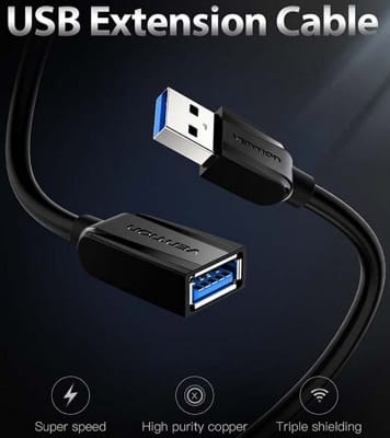 Buy VENTION VAS-A44-B300 USB2.0 Extension Cable 3M Black Online