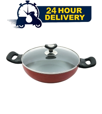 Picture of Topper Non Stick Glamour Karai With Lid Red 26 Cm