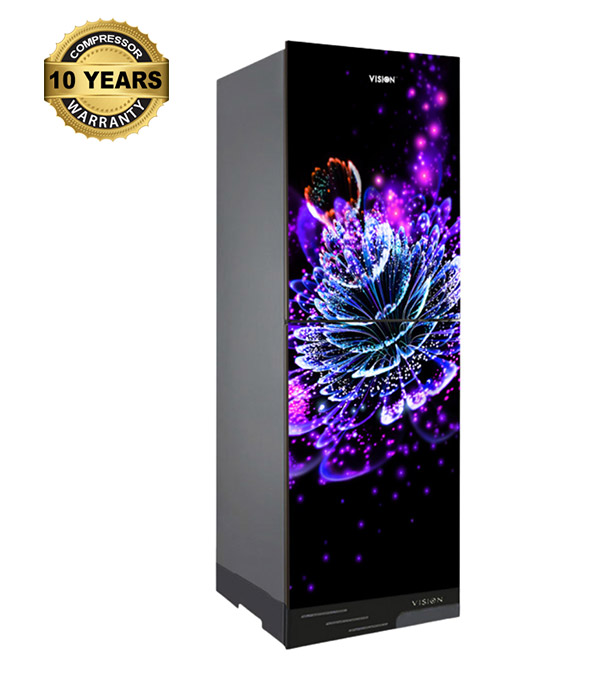 Buy VISION Glass Door Refrigerator RE180 Liter Black Flower Top Mount
