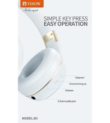 Picture of Yison B3 Deep Bass Headset Headphones Wireless Earbuds White