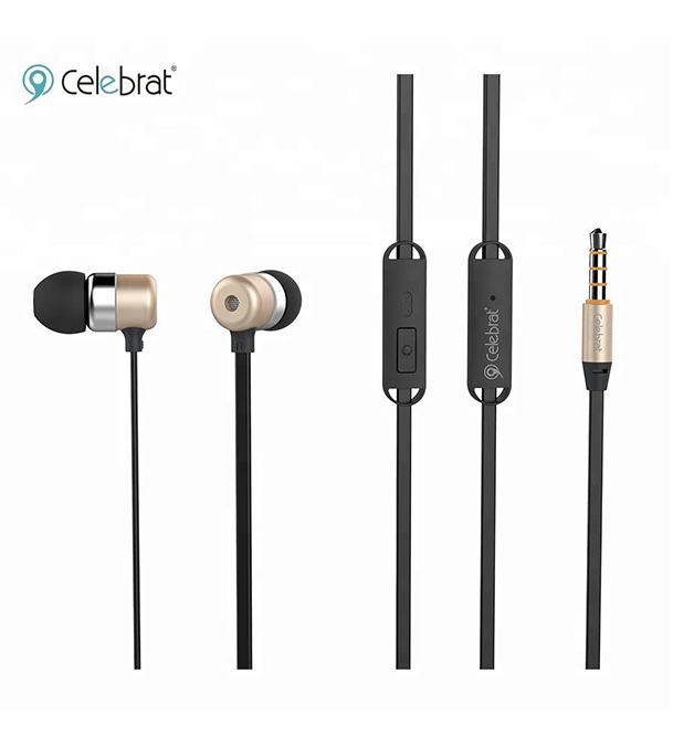 Picture of Yison G2 Flat Wire Metal Earphone In-ear Style Super Bass 3.5mm With Mic Gold
