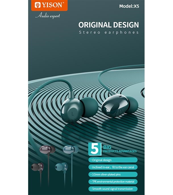 Picture of Yison X5 Wired In-Ear Wired Headphone Cyan