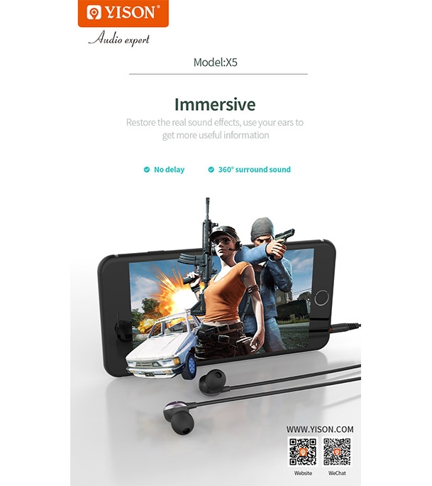 Picture of Yison X5 Wired In-Ear Wired Headphone Black