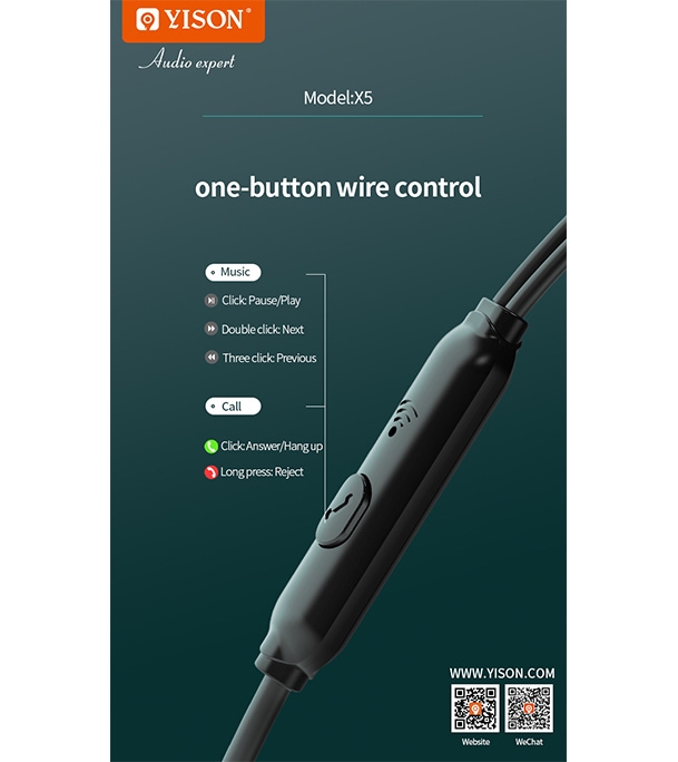 Picture of Yison X5 Wired In-Ear Wired Headphone Black