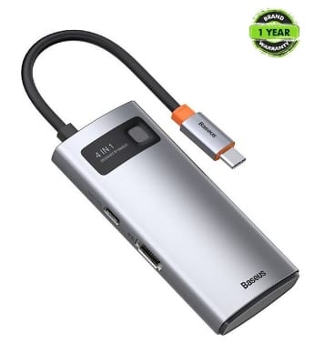 Picture of Baseus Metal Gleam Series 4-in-1 Multifunctional Type-C HUB Docking Station Gray
