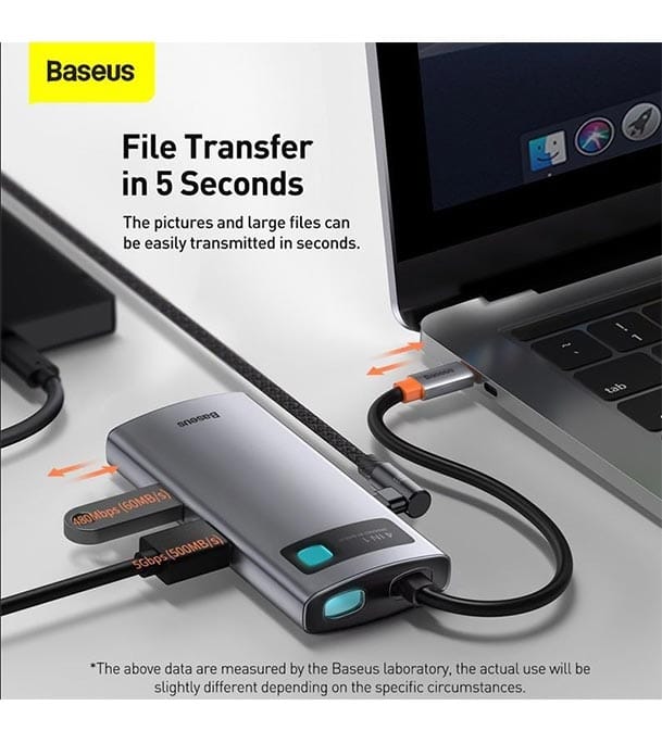 Picture of Baseus Metal Gleam Series 4-in-1 Multifunctional Type-C HUB Docking Station Gray