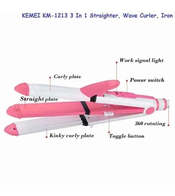 Buy Kemei KM-1213 Professional Ceramic Coating 3 In 1 Hair Iron Curler Curling Iron Hair Styling Online 