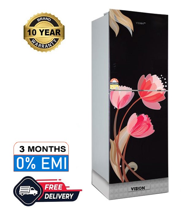 VISION Glass Door Refrigerator RE252L Dahlia Red Bottom Mount at Best