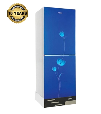 Buy VISION Glass Door Refrigerator RE-356 Liter Blue Flower Top Mount at Best Price In Bangladesh
