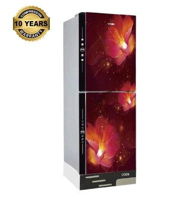 VISION Glass Door Refrigerator RE-305 Liter Digital Red Flower Top Mount Buy VISION Glass Door Refrigerator RE-305 Liter Digital Red Flower Top Mount at Best Price In Bangladesh