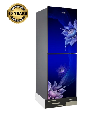 Buy VISION Glass Door Refrigerator RE-200 Liter Digital Blue Flower Top Mount at Best Price In Bangladesh