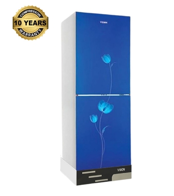 Buy VISION Glass Door Refrigerator RE-185 Liter Blue Flower Bottom Mount at Best Price In Bangladesh