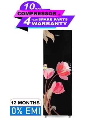 VISION Glass Door Refrigerator RE-252L Pink Tulip Black Bottom Mount VISION Glass Door Refrigerator RE-252L Pink Tulip Black Bottom Mount at Best Price In Bangladesh