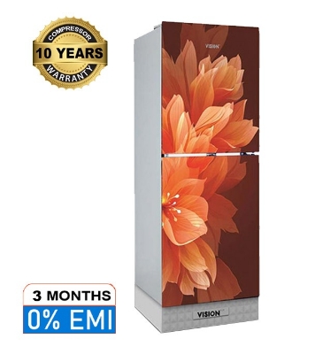 VISION Glass Door Refrigerator RE-217 Litre Orange Lily Top Mount at Best Price In Bangladesh