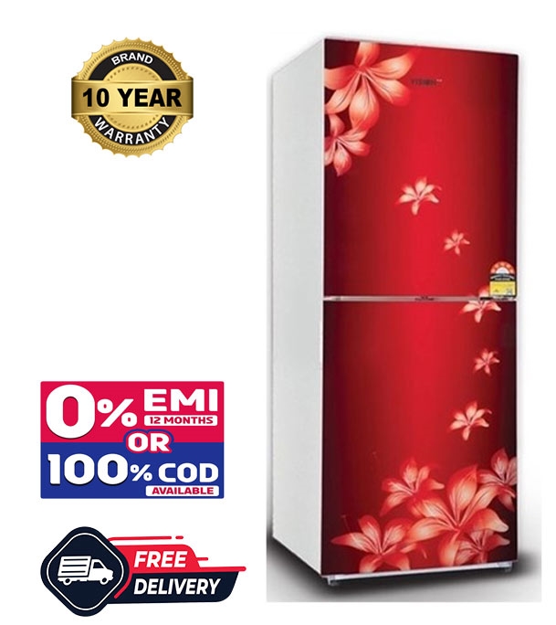 Picture of VISION Glass Door Top Mount Refrigerator RE-200L Lily Flower Maroon  Picture of VISION Glass Door Top Mount Refrigerator RE-200L Lily Flower Maroon