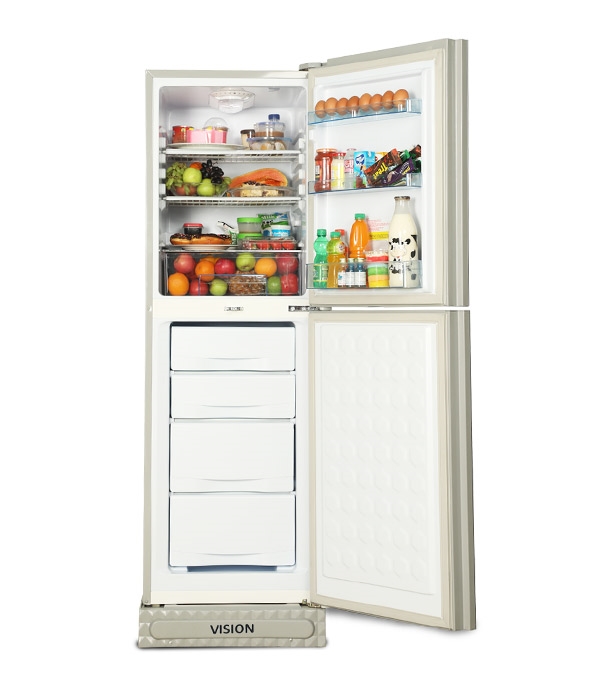 Picture of VISION Glass Door Refrigerator RE-252L Mirror Blue Flower Bottom Mount