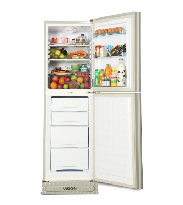 Picture of VISION Glass Door Refrigerator RE-252L Mirror Blue Flower Bottom Mount
