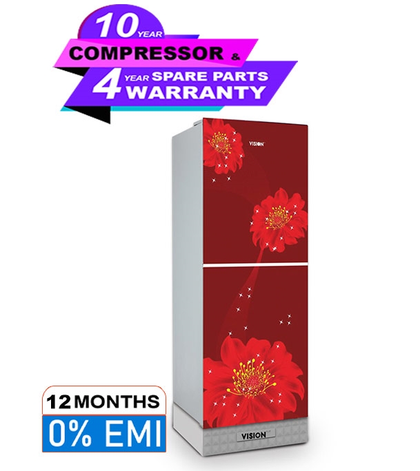 VISION Glass Door Bottom Mount Refrigerator RE-216L Red Juhua Flower VISION Glass Door Bottom Mount Refrigerator RE-216L Red Juhua Flower at Best Price In Bangladesh