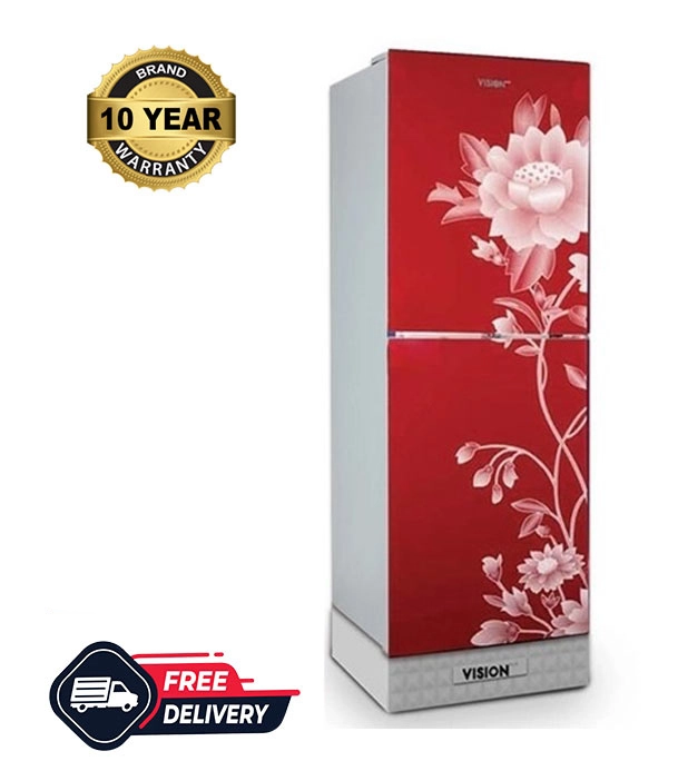Picture of VISION Glass Door Top Mount Refrigerator RE-200 Litre Lotus Flower Maroon  Picture of VISION Glass Door Top Mount Refrigerator RE-200 Litre Lotus Flower Maroon