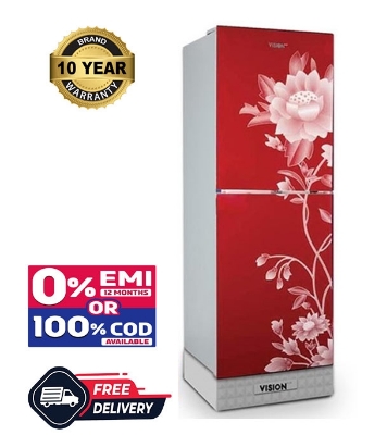 Picture of VISION Glass Door Refrigerator RE-262 Litre Lotus Flower Maroon Top Mount  Picture of VISION Glass Door Refrigerator RE-262 Litre Lotus Flower Maroon Top Mount