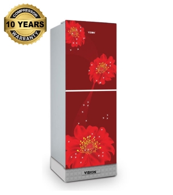 Picture of VISION Glass Door Top Mount Refrigerator RE-217 Liter Red Juhua Flower  Picture of VISION Glass Door Top Mount Refrigerator RE-217 Liter Red Juhua Flower