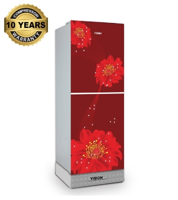 Picture of VISION Glass Door Bottom Mount Refrigerator RE-238 Liter Red Juhua Flower  Picture of VISION Glass Door Bottom Mount Refrigerator RE-238 Liter Red Juhua Flower