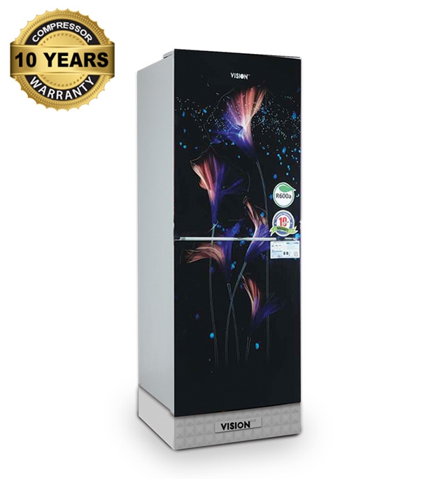 VISION Glass Door Top Mount Refrigerator RE-180 Liter Lotus Black Diamond VISION Glass Door Top Mount Refrigerator RE-180 Liter Lotus Black Diamond